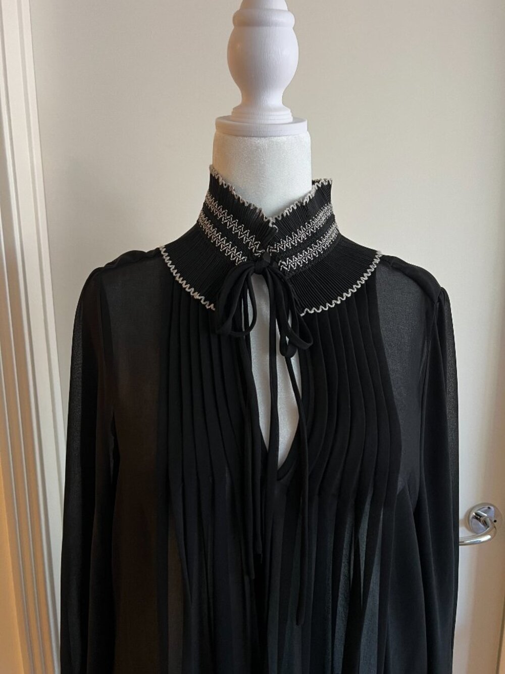 Sandro Chiffon sheer black tunic dress. - Picture 3 of 7